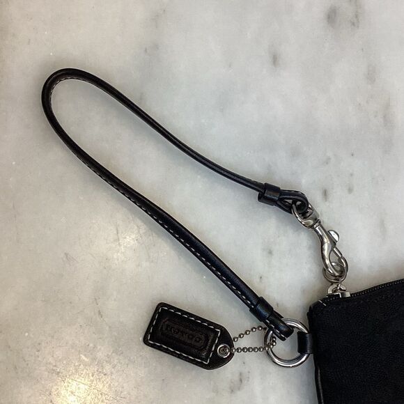 Coach Wristlet Bag Purse Signature Logo Classic Stitch Black Pouch - Picture 8 of 13